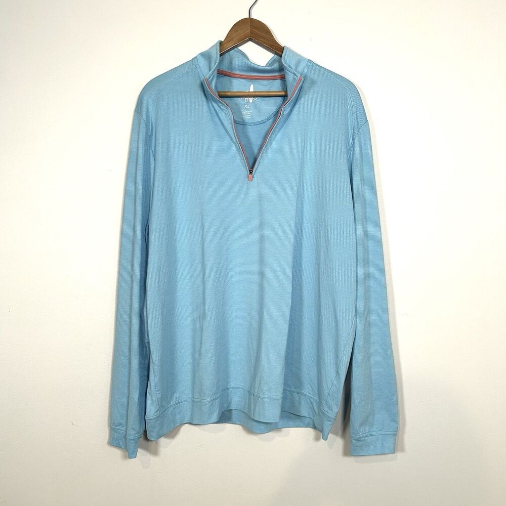Johnnie-O Mens XL Blue 1/4 Zip Pullover Golf‎ Performance Stretch Lightweight